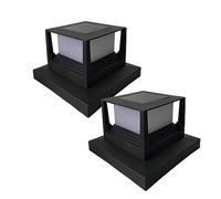 SAROAD Lot de 2 lampes solaires à LED pour clôture, portail, pilier - En plastique noir - Pour maison, portail, terrasse, jardin, mur