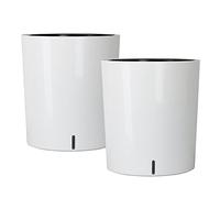 SAROSORA Lot de 2 Grands Pots de Fleurs Ronds à arrosage Automatique pour la Maison, Le Jardin, la terrasse, l'arbre Haut (Blanc), 31,8 cm