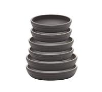 SAROSORA Lot de 6 soucoupes Rondes en Plastique pour intérieur et extérieur, Maison, Jardin, Pots de Fleurs, palettes (14 + 17 + 20 cm) x 2, Gris foncé