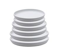 SAROSORA Lot de 6 soucoupes Rondes en Plastique pour intérieur et extérieur, Maison, Jardin, Pots de Fleurs, palettes (23 + 26 + 29) x 2, Blanc-Gris