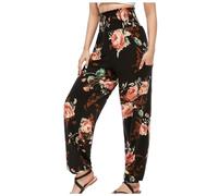 Sarouel Femme Été Pantalon Fluide Pantacourt Haut Large Jupe Culotte Legging Blanc Taille Elastique Ete Lin Noir Ample Jogging Vert Le Yogi De Yoga Vêtement Hippie Léger Leger