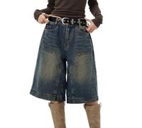 Sarouel Femme Short Jean Jeans Elastique Bermuda Vetement en Lin Pantalon Court Jupe Shorts Et Bermudas Robe D Ete pour Cargo Intégrée 2 1 Combi Pantacourt Été Grande Taille Large Haute,6-Bleu,3XL