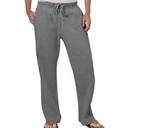 Sarouel Homme Confortable décontracté Coupe Large Mode Homme décontracté Couleur Unie essayez Respirant Coton et Lin Poche Taille élastique Pantalon Grande Taille Pantalon