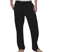 Sarouel Homme Confortable décontracté Coupe Large Mode Homme décontracté Couleur Unie essayez Respirant Coton et Lin Poche Taille élastique Pantalon Grande Taille Pantalon