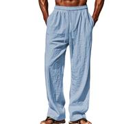 Sarouel Homme, Pantalon Ample en Coton Et Lin Uni pour Homme Style Décontracté Long Idéal pour La Plage avec Poches Confortable Et Respirant Ce Pantalon en Lin Est Léger Parfait Le Sport Les Loisirs