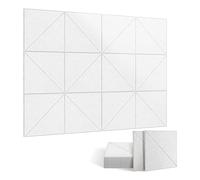 Sarpoer Lot de 12 panneaux acoustiques décoratifs - 12 x 12 cm - Panneaux acoustiques muraux et de plafond - Blanc - Installation facile - Facile à utiliser