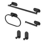 Sarsumir 5 Pièces Accessoires De Salle De Bain Kit sans Forage - Porte Serviette, Autocollant 3M Et Perçage pour Cuisine - Noir