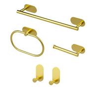 Sarsumir 5 Pièces Porte Serviette Salle De Bain, Kit Accessoires sans Forage, Autocollant 3M Et Perçage pour Cuisine, Dorée