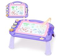 Sarsumir Ardoise Magique Enfant, Tableau Magique Effaçable, Tablette de Croquis Planche à Dessin Magnétique à 4 Couleurs avec 3 Stylos et 4 Tampons, Jouets Éducatifs pour Garçons et Filles(Violet)