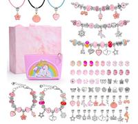 Sarsumir Kit Fabrication Bracelet Fille, Kit Fabrication Bijoux avec Bracelets et Colliers Réglables, Creation Bijoux 4-12 Ans, Rose