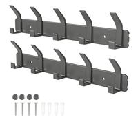 Sarsumir Porte Manteau Mural Patere Murale, 2 Paquets Crochet Salle De Bain Avec 5 Crochets Pour Suspendre Sac à Dos, Veste, Chapeau, Porte Manteau Pour Porte - Gris