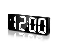 Sarsumir Réveil Numérique LED, Reveil Matin Numerique avec Temps Date Température Somnoler Luminosité réglable Horloge Digitale Enfant pour Maison Bureau Voyage, Blanc