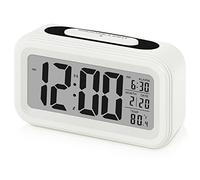 Sarsumir Réveil Numérique Reveille Digital Reveil Matin Silencieux et Intelligent à Piles avec LED Reveil Lumineux avec Fonction Snooze Date Température pour Enfant Ado Fille Garcon Adulte, Blanc