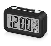 Sarsumir Réveil Numérique Reveille Digital Reveil Matin Silencieux et Intelligent à Piles avec LED Reveil Lumineux avec Fonction Snooze Date Température pour Enfant Ado Fille Garcon Adulte, Noir
