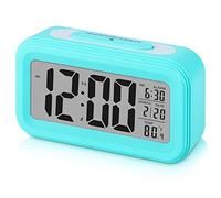 Sarsumir Réveil Numérique Reveille Digital Reveil Matin Silencieux et Intelligent à Piles avec LED Reveil Lumineux avec Fonction Snooze Date Température pour Enfant Ado Fille Garcon Adulte, Bleu