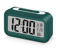Sarsumir Réveil Numérique Reveille Digital Reveil Matin Silencieux et Intelligent à Piles avec LED Reveil Lumineux avec Fonction Snooze Date Température pour Enfant Ado Fille Garcon, Vert Foncé