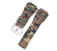 SarUel Bracelet de montre en toile de nylon camouflage vert 34 mm compatible avec le bracelet Bell compatible avec le bracelet BR01 BR03 Ross avec extrémité convexe et boucle ardillon avec logo (Colo