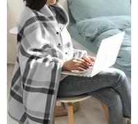 SARUEL Cape Polaire pour Femme - Couverture en Velours épais pour Fauteuil Roulant avec Boutons, châle Doux et Super Chaud pour Patients, Personnes âgées, Temps Froid