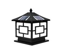 SaryEdge Applique Murale extérieure, Lanterne Solaire sur Poteau, Style Chinois rétro, Lampe carrée Solaire décorative pour Cour, Jardin ou terrasse, Noire - 60 cm,Black-60cm