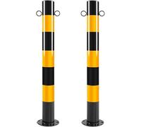 SaryEdge Bornes de sécurité pour Parking, barrières de sécurité, poteaux de signalisation avec Bande réfléchissante, poteaux de délimitation de la Circulation pour allée，Yellow and Black-4Pcs