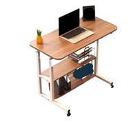 SaryEdge Bureau Debout, Table d'étude, Support pour Ordinateur Portable, Bureau à roulettes, Table réglable en Hauteur avec Rangement, Table d'appoint Mobile pour Can(Noyer - 80 cm/31,5 Pouces