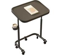 SaryEdge Bureau Debout, Table d'étude, Support pour Ordinateur Portable, Plateau TV Pliable avec Porte-gobelet, Table d'appoint, Table roulante à 3 hauteurs, pivotant(Noir - Taille Unique