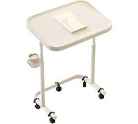 SaryEdge Bureau Debout, Table d'étude, Support pour Ordinateur Portable, Plateau TV Pliable avec Porte-gobelet, Table d'appoint, Table roulante à 3 hauteurs, pivotant(Blanc - Taille Unique