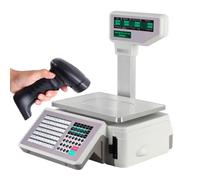 SaryEdge Caisse enregistreuse électronique avec Balance à Code-Barres pour supermarché et supérette, Balance numérique avec Impression d'étiquettes de Prix, écran LCD Double,