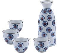 SaryEdge Ce Service à saké Japonais, d'une Grande simplicité, Comprend Cinq Coupes à saké ornées de Motifs Traditionnels Peints à la Main. Fabriquées en Porcelaine ou en céra,
