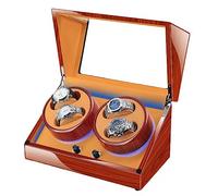 SaryEdge Coffret Remontoir Automatique pour 4 Montres automatiques, élégant Coffret de Rangement en Bois avec Moteur Ultra-Silencieux, Convient aux Montres-Bracelets pour Hommes e，Brown-4+0