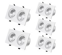 SaryEdge Ensemble de 5 Spots encastrés carrés à 2 têtes, projecteurs de Plafond à LED COB Blancs orientables, 10 W, 20 W, 30 W, 40 W, éclairage hublot Haute luminosité, 30 W - lum,30w-Warm Light