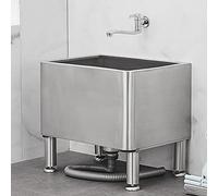 SaryEdge Évier à balais de Sol Commercial, en Acier Inoxydable, Grande capacité de 30 cm, à Profondeur réglable, sur Pied, adapté aux Cours extérieures et aux jardi,