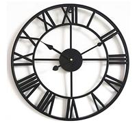 SaryEdge Grandes horloges murales, Grande Horloge Murale Moderne, Horloge Murale décorative surdimensionnée en métal avec Chiffres Romains, Horloge silencieuse d'intérieur pour la d,Black-18inch