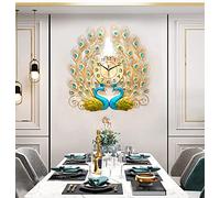 SaryEdge Horloge Murale Paon, Horloge Murale décorative Moderne en métal, silencieuse et sans tic-tac, pour la Cuisine, Le Salon, la Chambre, Le Bureau, B Wall Decor-D-, B-One, B-on,B-One Size