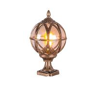 SaryEdge Lampe de Poteau étanche en Aluminium E27, Ampoule Globe, IP55, Lanterne en Verre résistante à la Pluie, Style Victoria, pour Jardin, Villa, Portail, Mur, communauté,Bronze-48 * 27.5cm