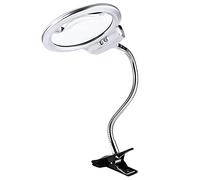 SaryEdge Loupe éclairante 2,5X 5X, loupe à Pince avec 2 lumières LED pour la dégénérescence maculaire, Personnes âgées, Lampe loupe de Bureau avec Tuyau Flexible.,