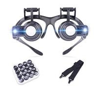 SaryEdge Loupe Frontale avec Lampe LED intégrée, grossissement 2,5X 4X 6X 8X 10X 15X 20X 25X, Mains Libres, réglable, idéale pour Les Loisirs, Les électriciens, Les bijoutiers...,