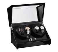 SaryEdge Remontoir pour 4 Montres automatiques avec Moteurs Silencieux, Coffret de présentation pour Montres-Bracelets laqué Piano, Coussins de Montre Flexibles, étui de Rangement，Black Piano Lacquer