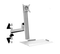 SaryEdge Support de Bureau/Support Mural pour écran, Support pour écran Industriel avec Plateau Clavier Pliable, Poste de Travail Assis-Debout réglable, compat,Silver-A