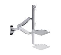SaryEdge Support Mural pour écran de Bureau, Bras de Support pour écran, Poste de Travail surélevé avec Plateau de Clavier Pliable, Support Mural Industriel po,Silver-A