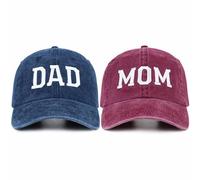 SaryHome Lot de 2 Chapeaux de Baseball pour Maman et Papa - Annonce de Grossesse - Cadeau pour Les Nouveaux Parents, 01.Red Mom & Blue Dad-1, Taille Unique