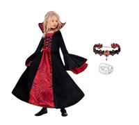 SARYLI Costume de Vampire Filles, Déguisement Halloween Vampirinas Enfants Filles, Déguisement Vampirs Filles pour Halloween Carnivals Vampirthèmefête Partys (L)