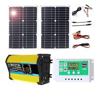SASAS Kit de Panneaux solaires monocristallins 100 W avec onduleur léger for Camping-Car, Bateau et Caravane - Système d'alimentation Portable Complet(Unique Colour,50W)