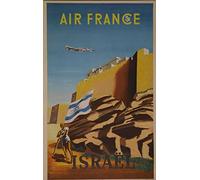 SASB Affiche Air France - Israël, Renluc 1949 Reproduction 50 X 70 cm