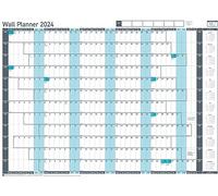 Sasco 2410236 Ensemble de planificateur mural annuel 2024 monté sur tableau blanc effaçable à sec Grand planificateur mural Bleu 915 x 610 mm