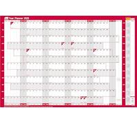 Sasco Mini calendrier mural annuel 2025 compact avec stylo effaçable à sec, clip pour stylo et autocollants, tableau mural, bleu, 610 x 405 mm, 2410244