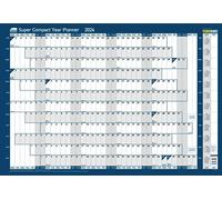 Sasco Mini planificateur mural annuel 2024 super compact, mini tableau blanc en papier, calendrier mural effaçable à sec avec stylo effaçable à sec et autocollants, tableau mural et tableau