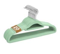 Sasha Morel Lot de 20 cintres en velours antidérapant pour vêtements, cintres peu encombrants pour adultes avec organiseur de cravates et crochets pivotants - Cintres de rangement pour vêtements (vert