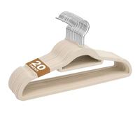 Sasha Morel Lot de 20 Cintres Velours Antidérapants - Cintres Crème Ultra-Fins pour Vêtements Adultes, Gain de Place avec Crochet Pivotant 360° et Organiseur de Cravates - Rangement Pratique