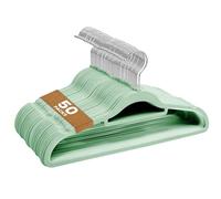 Sasha Morel Lot de 50 cintres en Velours antidérapant pour vêtements, cintres Peu encombrants pour Adultes avec Organiseur de Cravates et Crochets pivotants - Cintres de Rangement d'armoire (Vert